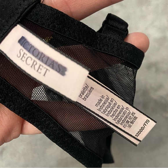 New! Victorias Secret black metallic star pattern mesh lace bra 10356 - Picture 4 of 6